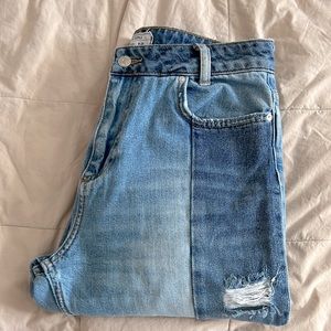 Free People Women's Straight Leg Jeans - Light and Dark Blue